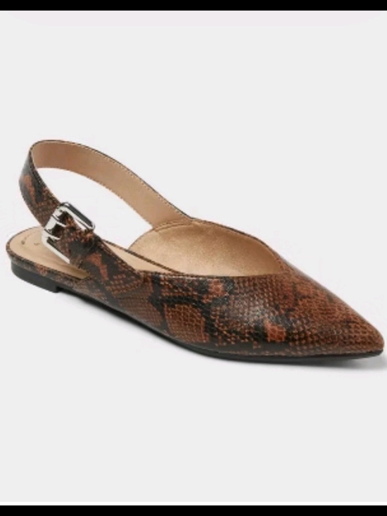 a new day Shoes - a new day Brown Snake-Print Pointed Slingback Flats